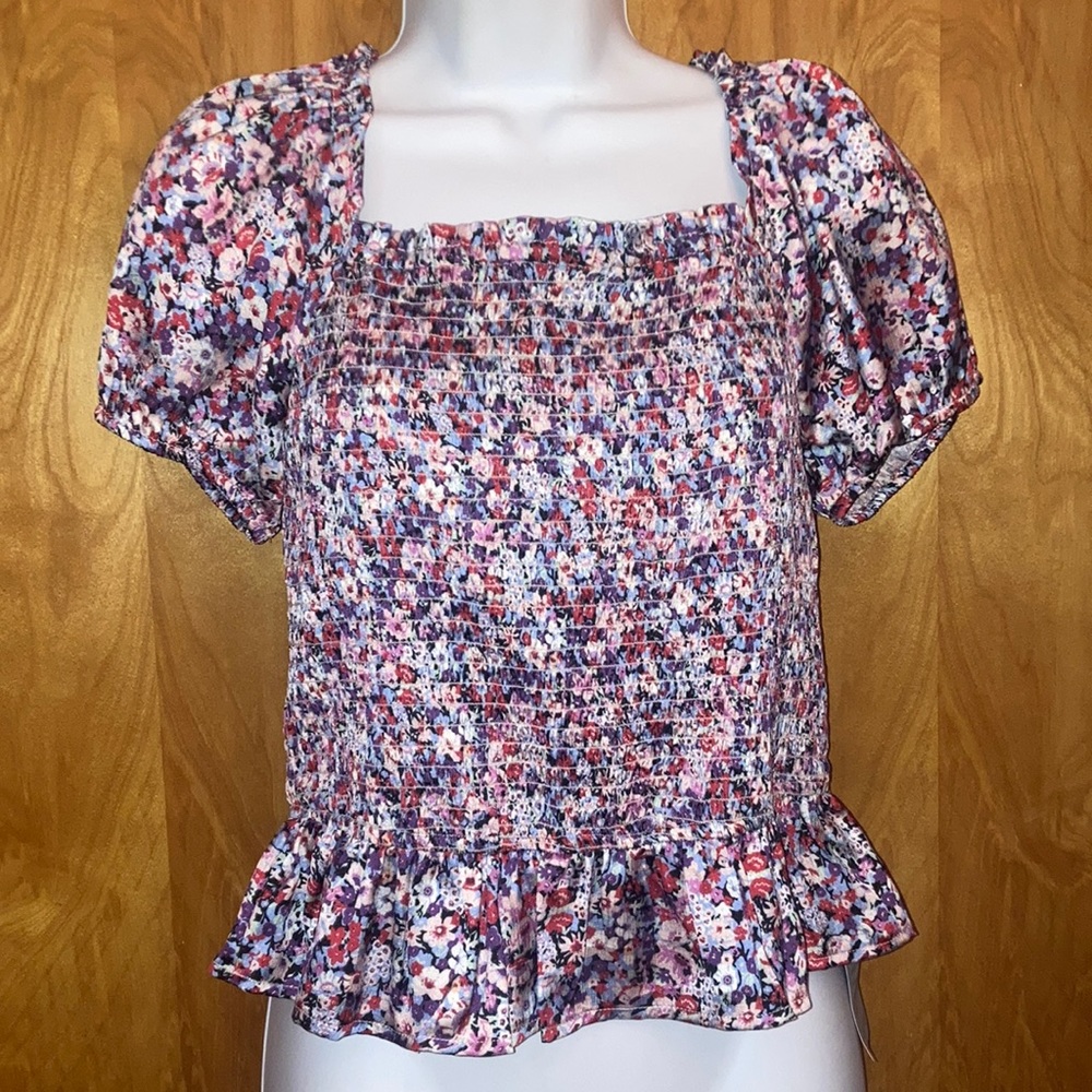 Maisie Boho Purple, Pink, Magenta & Blue Floral Peplum Top - BNWT - Size M